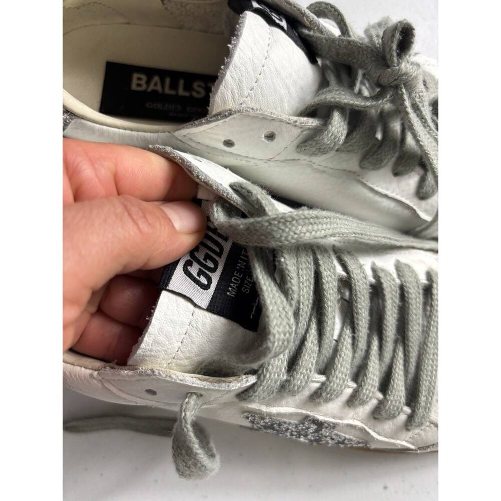 Golden Goose Ball Star Sneaker White Leather/Silver Glitter sz 39 - Picture 5 of 16